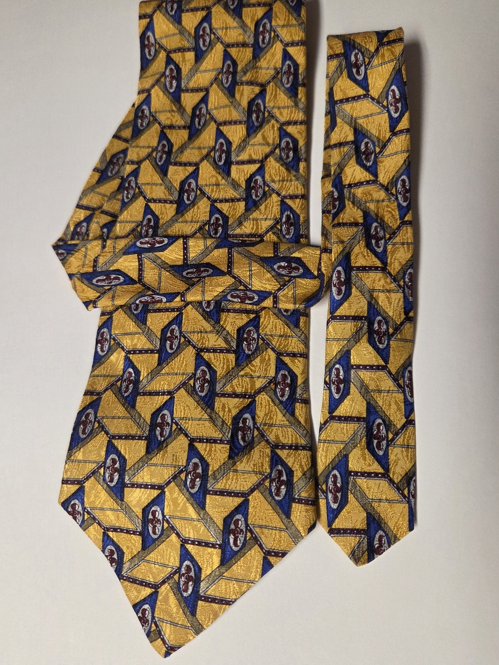 Studio By Fumagallis Men's Yellow & Blue Geometric Pattern Tie